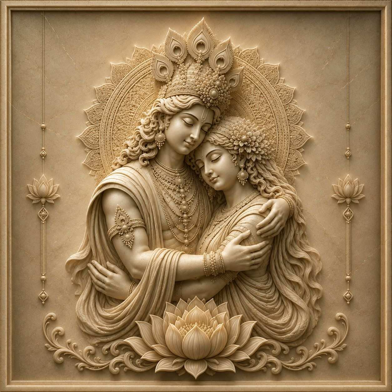 Wall panel in stone CNC carving